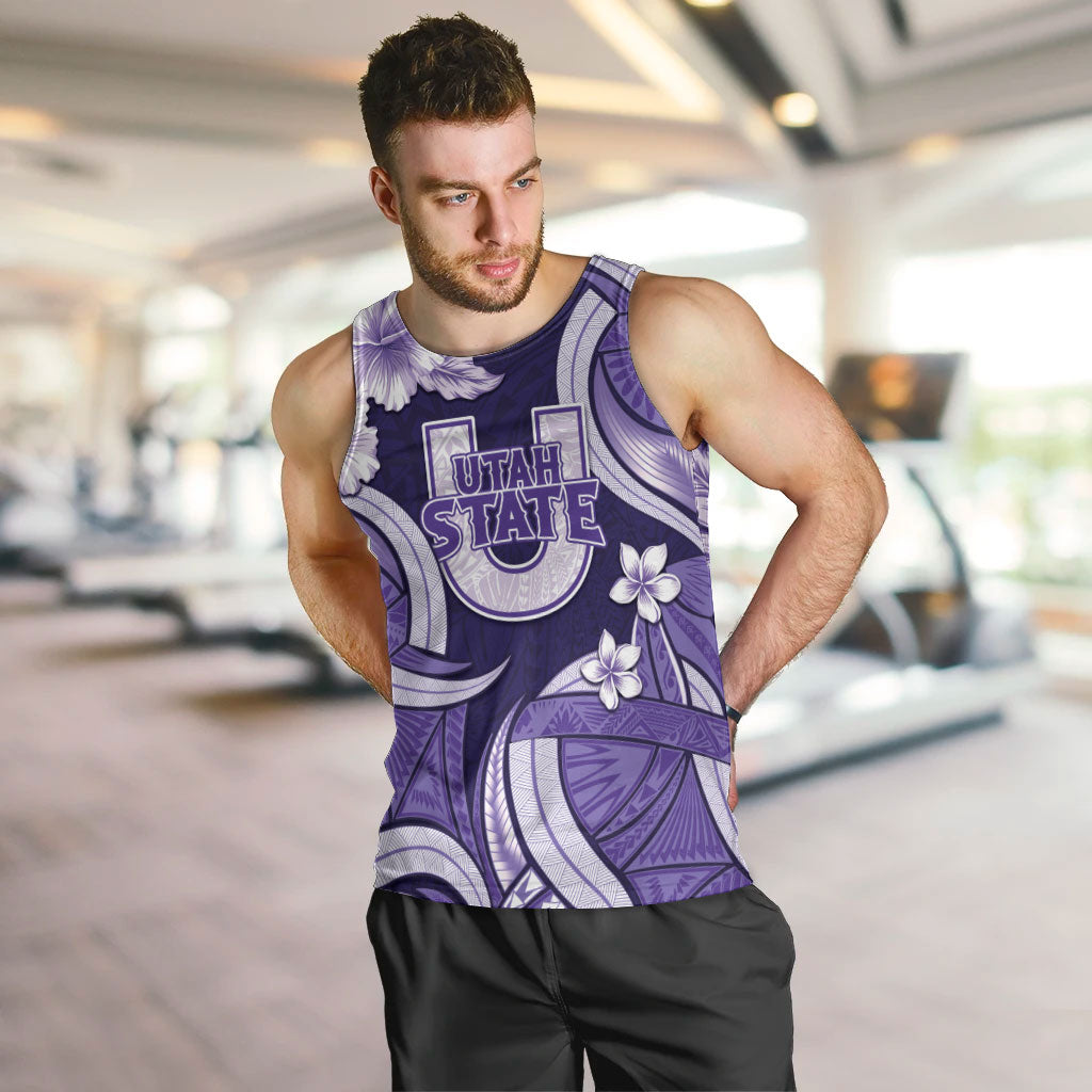 Utah State Polynesian Heritage Men Tank Top Floral Tribal Pattern Tropical Flowers