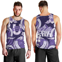 Utah State Polynesian Heritage Men Tank Top Floral Tribal Pattern Tropical Flowers