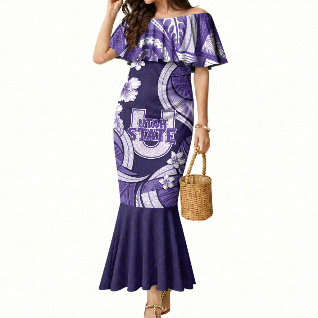 Utah State Polynesian Heritage Mermaid Dress Floral Tribal Pattern Tropical Flowers