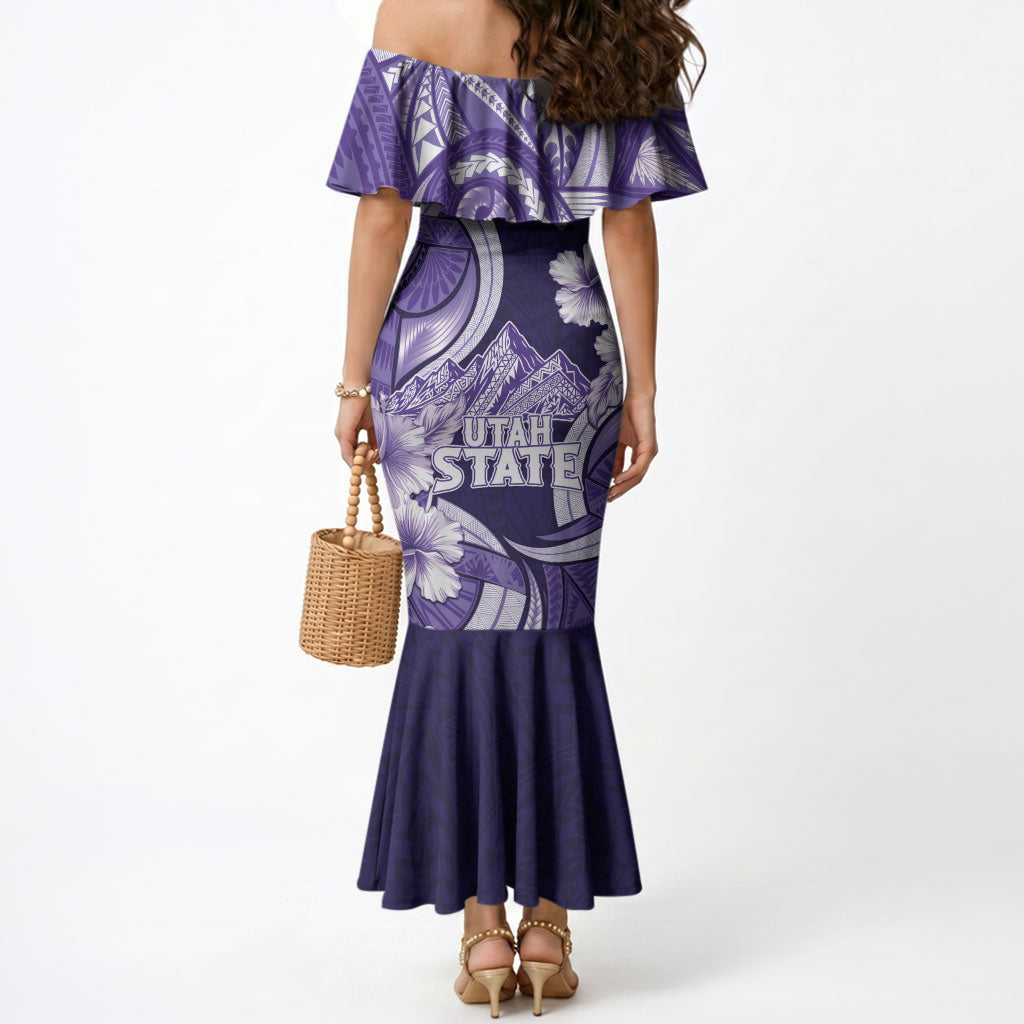 Utah State Polynesian Heritage Mermaid Dress Floral Tribal Pattern Tropical Flowers