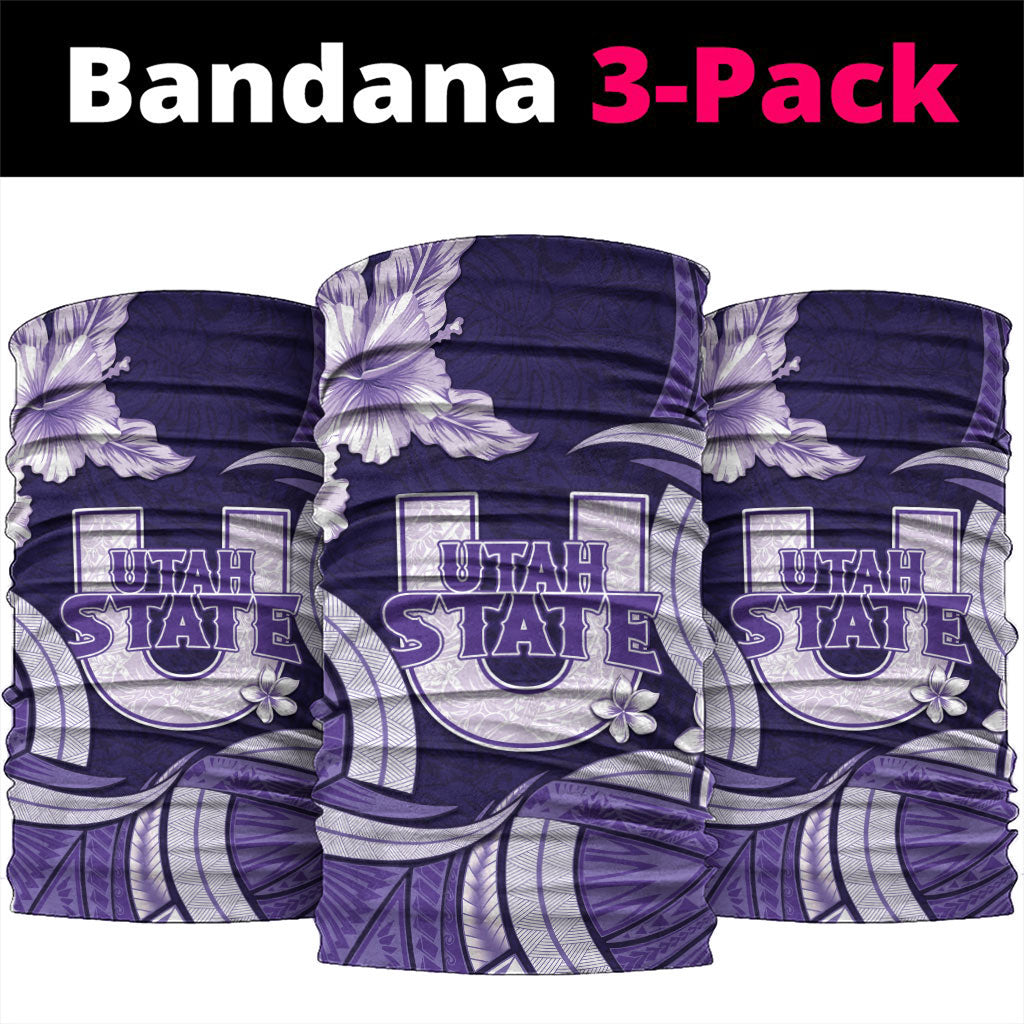 Utah State Polynesian Heritage Neck Gaiter Floral Tribal Pattern Tropical Flowers