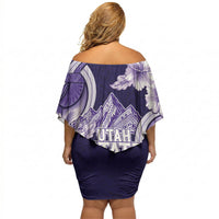 Utah State Polynesian Heritage Off Shoulder Short Dress Floral Tribal Pattern Tropical Flowers