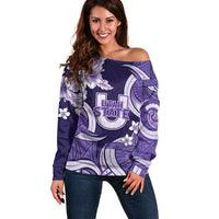 Utah State Polynesian Heritage Off Shoulder Sweater Floral Tribal Pattern Tropical Flowers