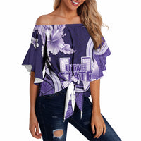 Utah State Polynesian Heritage Off Shoulder Wrap Waist Top Floral Tribal Pattern Tropical Flowers
