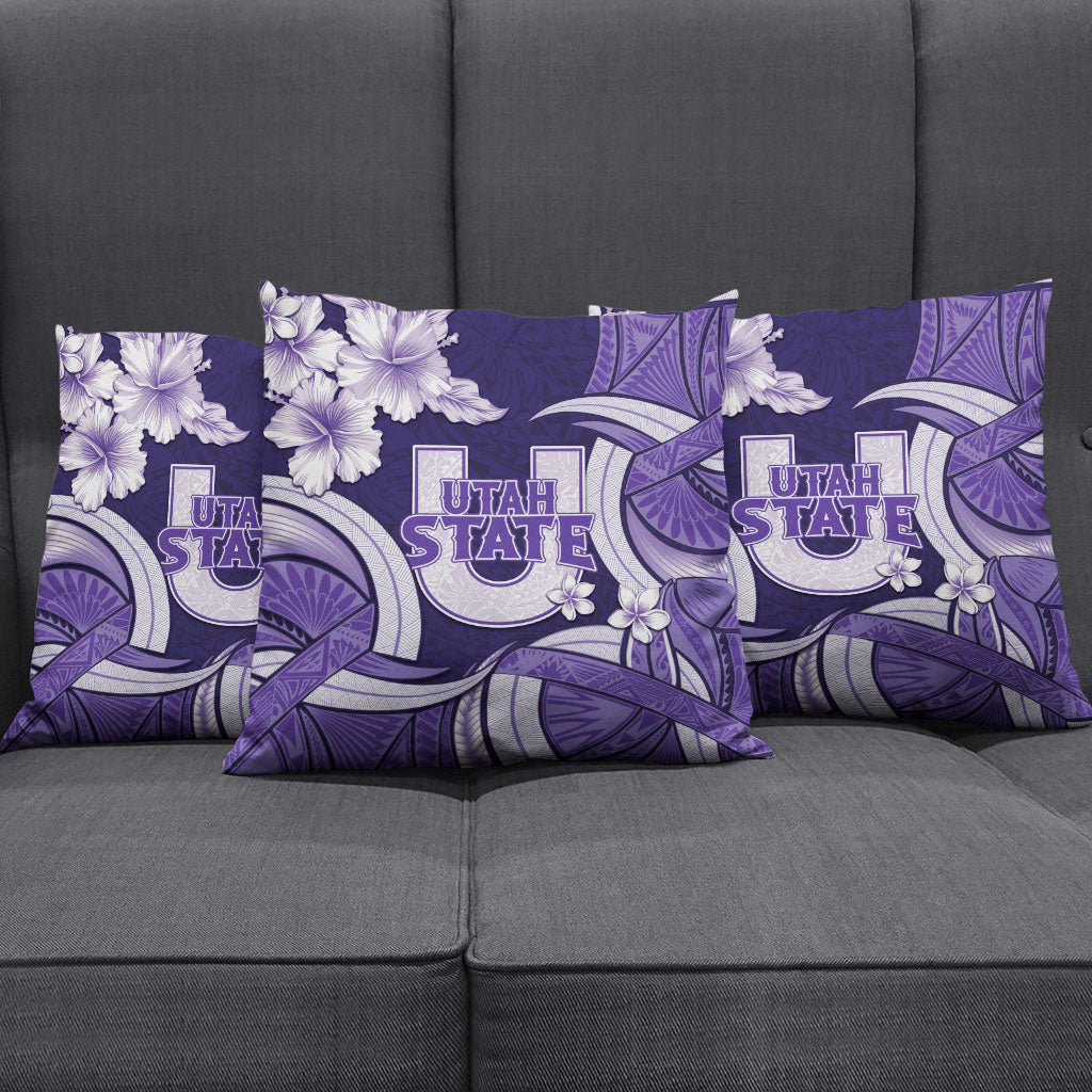 Utah State Polynesian Heritage Pillow Cover Floral Tribal Pattern Tropical Flowers