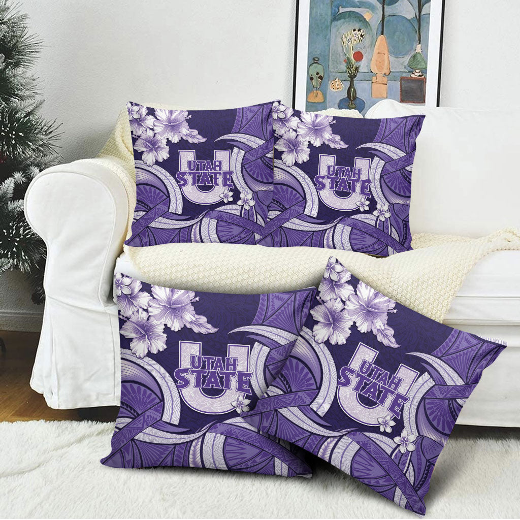 Utah State Polynesian Heritage Pillow Cover Floral Tribal Pattern Tropical Flowers