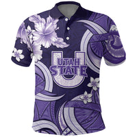 Utah State Polynesian Heritage Polo Shirt Floral Tribal Pattern Tropical Flowers