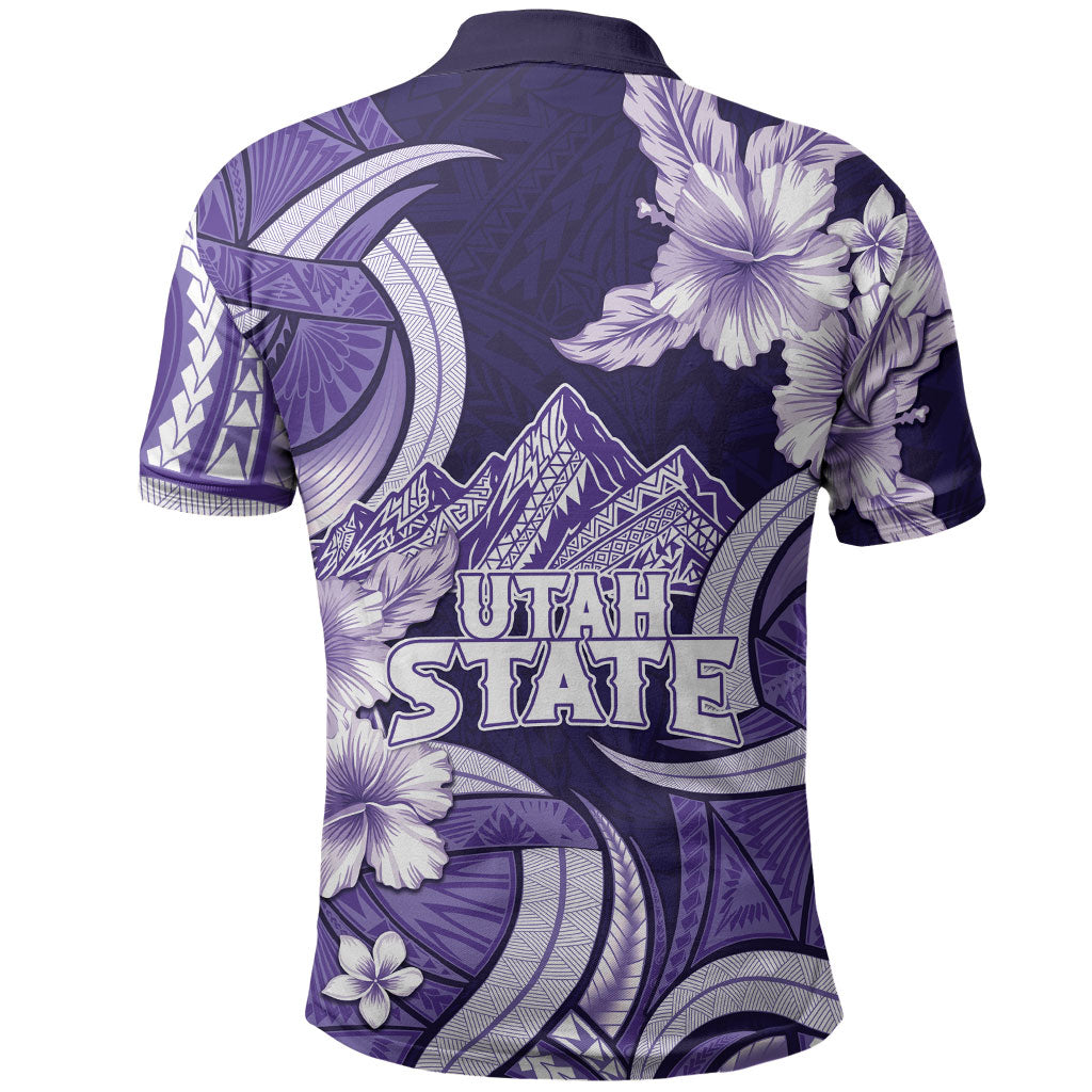 Utah State Polynesian Heritage Polo Shirt Floral Tribal Pattern Tropical Flowers