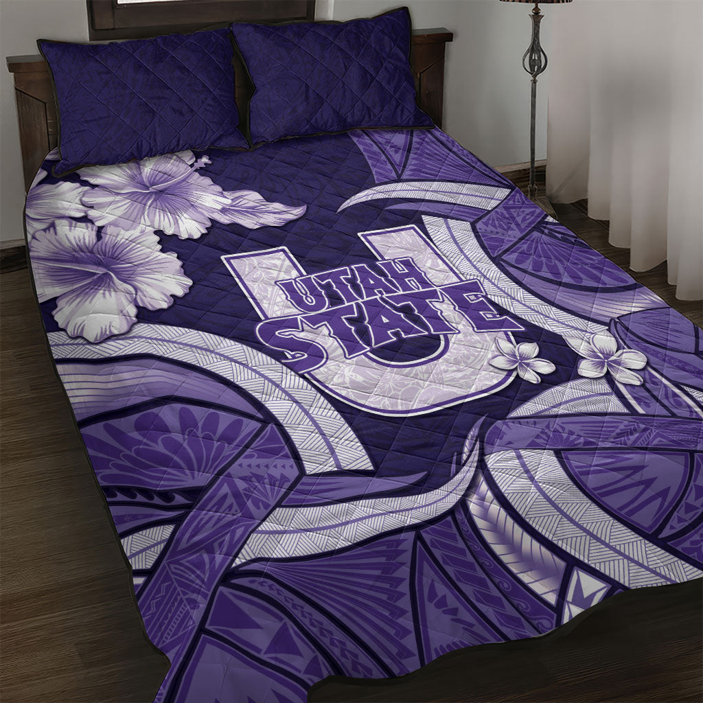 Utah State Polynesian Heritage Quilt Bed Set Floral Tribal Pattern Tropical Flowers