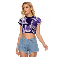 Utah State Polynesian Heritage Raglan Cropped T Shirt Floral Tribal Pattern Tropical Flowers