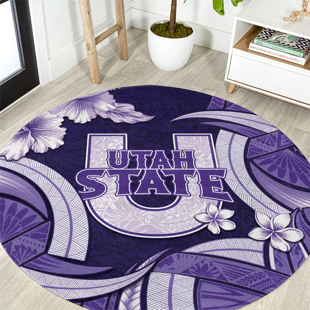 Utah State Polynesian Heritage Round Carpet Floral Tribal Pattern Tropical Flowers