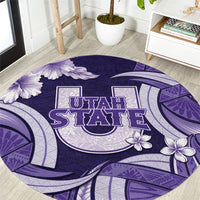Utah State Polynesian Heritage Round Carpet Floral Tribal Pattern Tropical Flowers