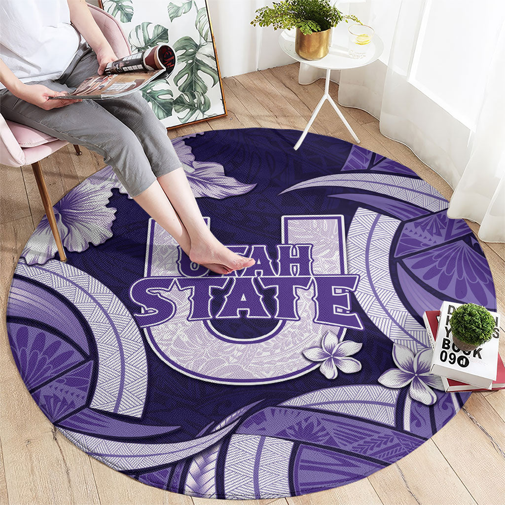 Utah State Polynesian Heritage Round Carpet Floral Tribal Pattern Tropical Flowers