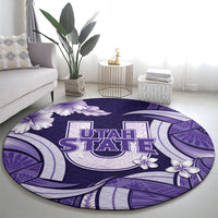 Utah State Polynesian Heritage Round Carpet Floral Tribal Pattern Tropical Flowers