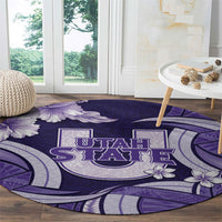 Utah State Polynesian Heritage Round Carpet Floral Tribal Pattern Tropical Flowers