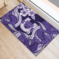 Utah State Polynesian Heritage Rubber Doormat Floral Tribal Pattern Tropical Flowers