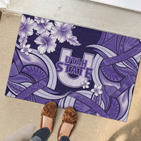 Utah State Polynesian Heritage Rubber Doormat Floral Tribal Pattern Tropical Flowers