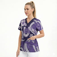 Utah State Polynesian Heritage Scrub Top Floral Tribal Pattern Tropical Flowers