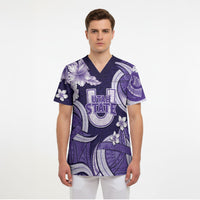Utah State Polynesian Heritage Scrub Top Floral Tribal Pattern Tropical Flowers