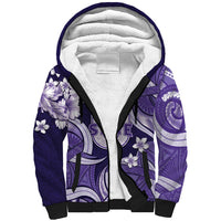 Utah State Polynesian Heritage Sherpa Hoodie Floral Tribal Pattern Tropical Flowers