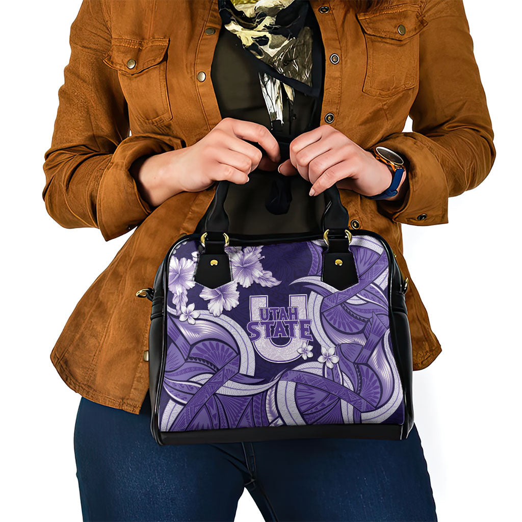 Utah State Polynesian Heritage Shoulder Handbag Floral Tribal Pattern Tropical Flowers