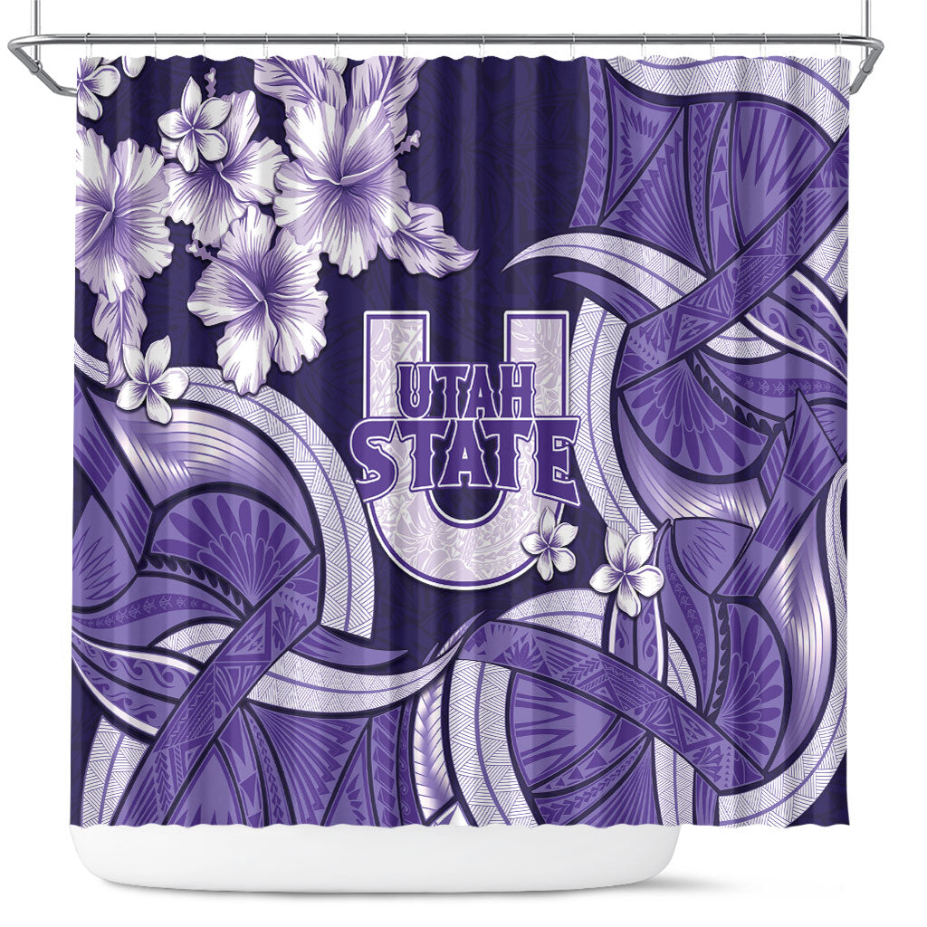 Utah State Polynesian Heritage Shower Curtain Floral Tribal Pattern Tropical Flowers