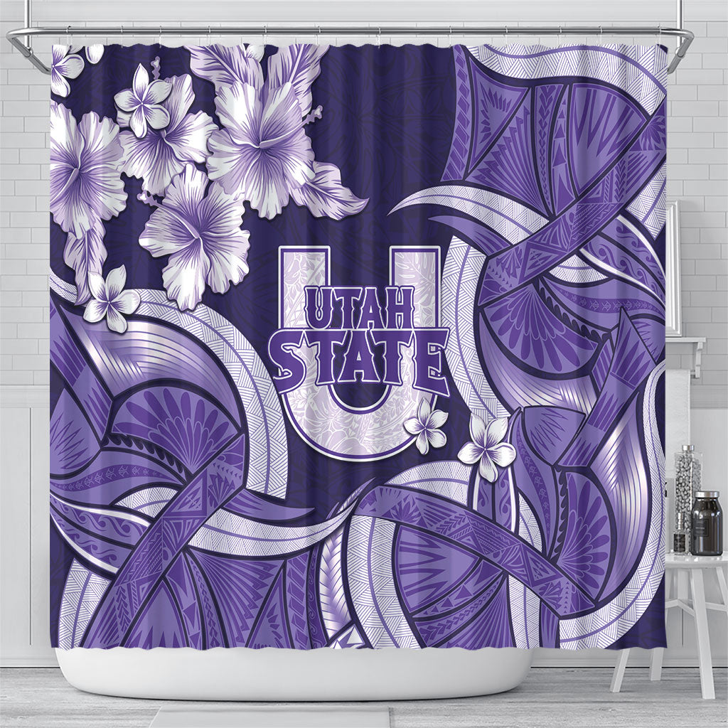 Utah State Polynesian Heritage Shower Curtain Floral Tribal Pattern Tropical Flowers