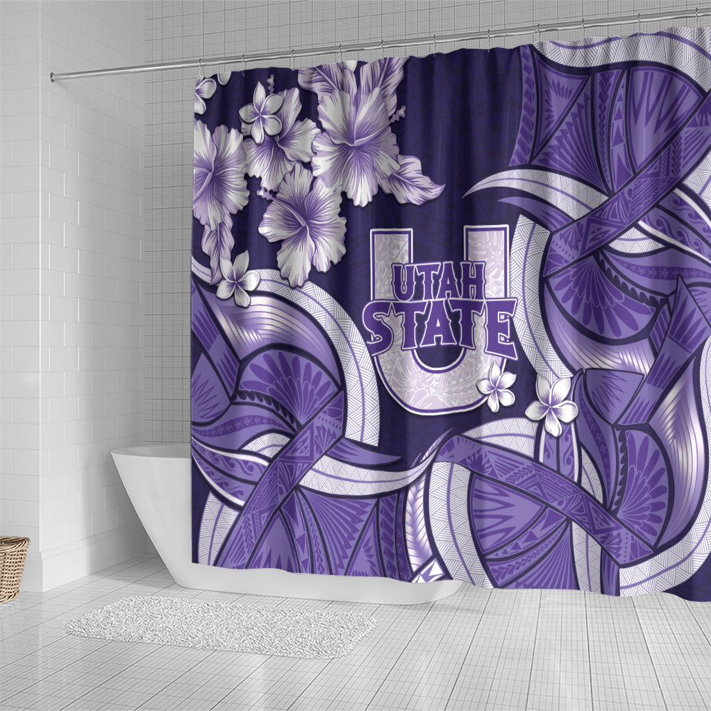 Utah State Polynesian Heritage Shower Curtain Floral Tribal Pattern Tropical Flowers