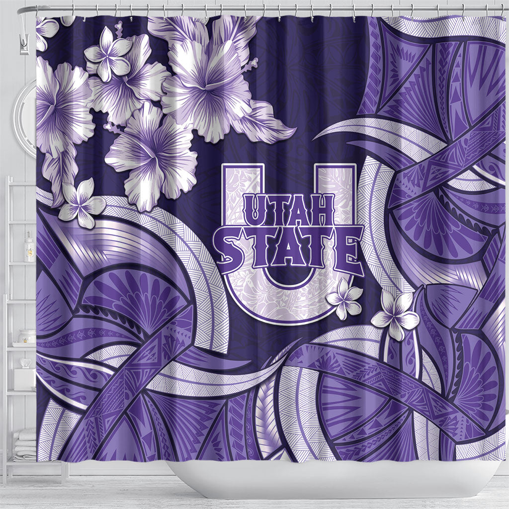 Utah State Polynesian Heritage Shower Curtain Floral Tribal Pattern Tropical Flowers