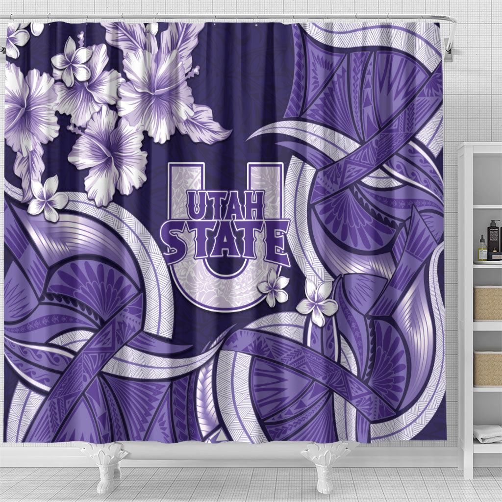 Utah State Polynesian Heritage Shower Curtain Floral Tribal Pattern Tropical Flowers