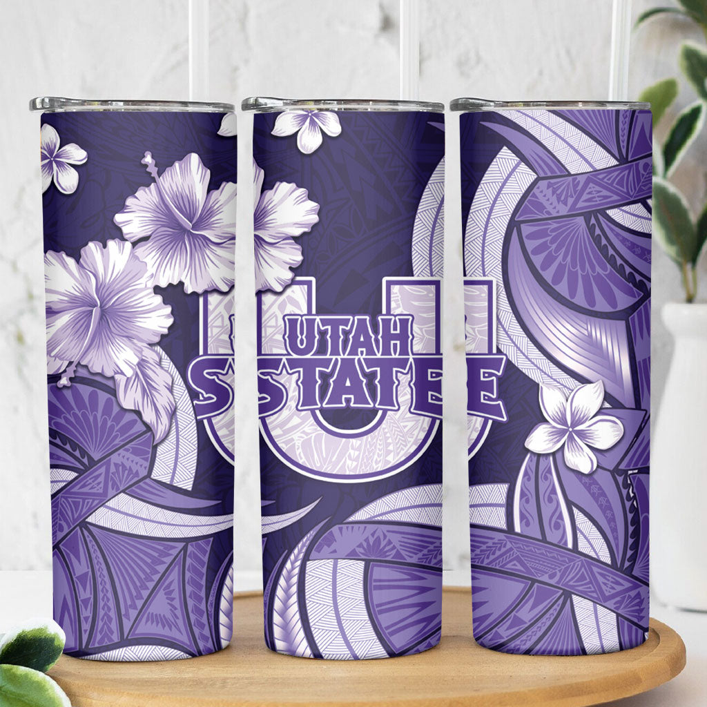 Utah State Polynesian Heritage Skinny Tumbler Floral Tribal Pattern Tropical Flowers