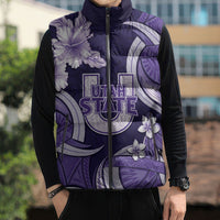 Utah State Polynesian Heritage Sleeveless Puffer Jacket Floral Tribal Pattern Tropical Flowers