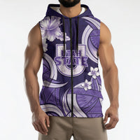 Utah State Polynesian Heritage Sleeveless Zip Hoodie Floral Tribal Pattern Tropical Flowers