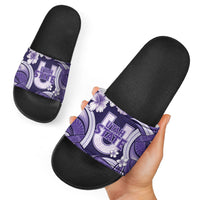 Utah State Polynesian Heritage Slide Sandals Floral Tribal Pattern Tropical Flowers