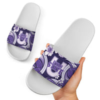 Utah State Polynesian Heritage Slide Sandals Floral Tribal Pattern Tropical Flowers