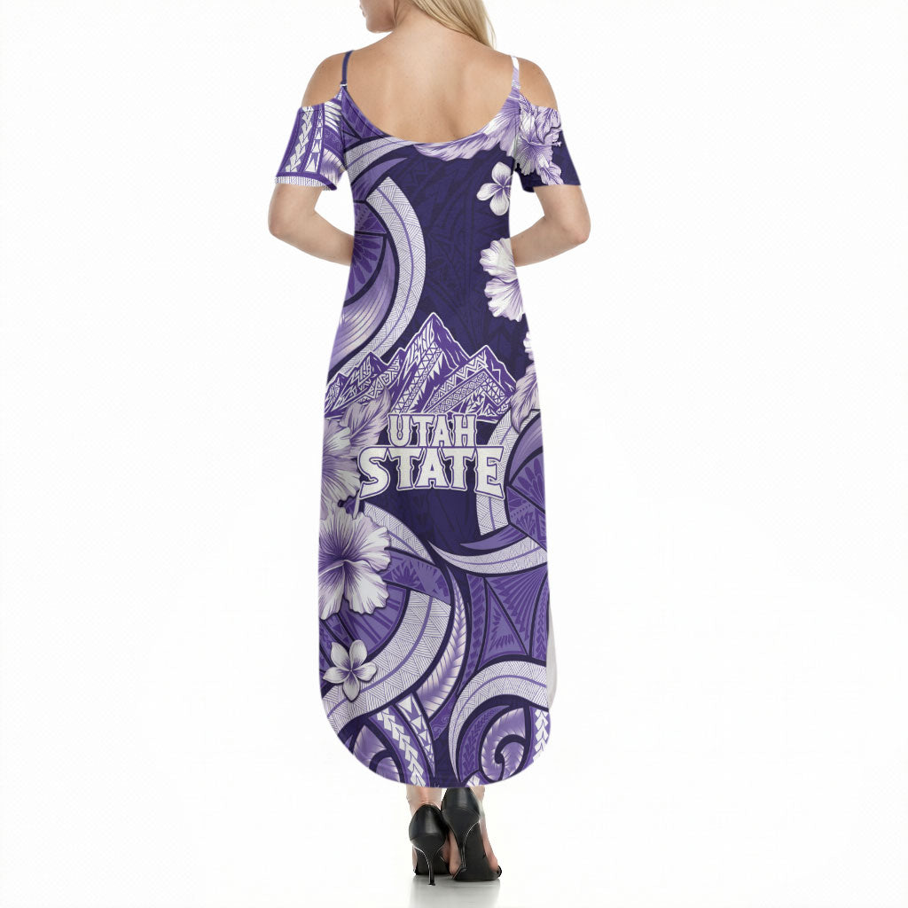Utah State Polynesian Heritage Summer Maxi Dress Floral Tribal Pattern Tropical Flowers