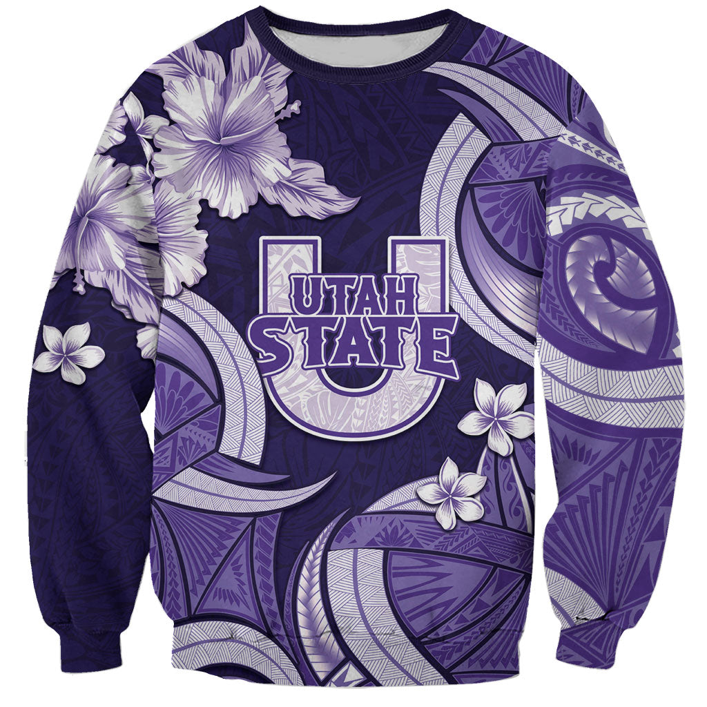 Utah State Polynesian Heritage Sweatshirt Floral Tribal Pattern Tropical Flowers