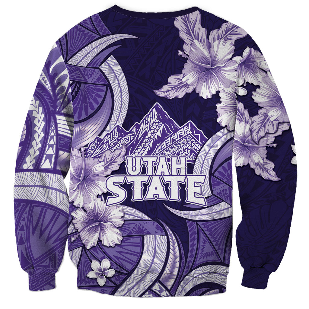 Utah State Polynesian Heritage Sweatshirt Floral Tribal Pattern Tropical Flowers