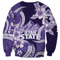 Utah State Polynesian Heritage Sweatshirt Floral Tribal Pattern Tropical Flowers