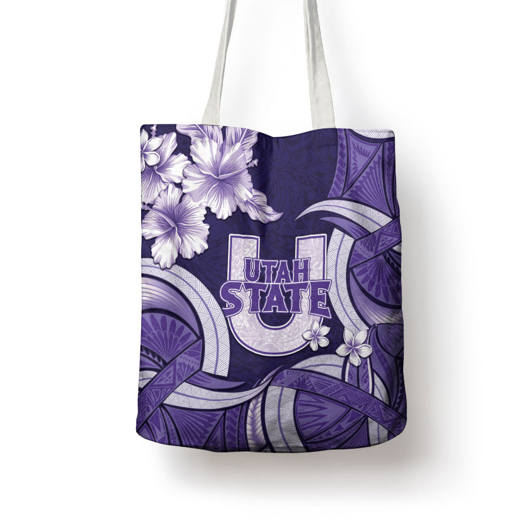 Utah State Polynesian Heritage Tote Bag Floral Tribal Pattern Tropical Flowers