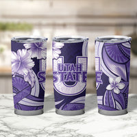 Utah State Polynesian Heritage Tumbler Cup Floral Tribal Pattern Tropical Flowers
