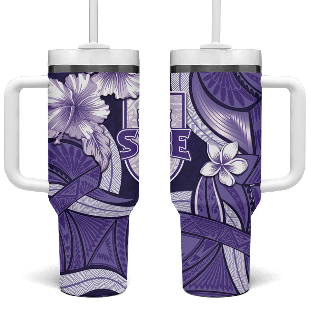 Utah State Polynesian Heritage Tumbler With Handle Floral Tribal Pattern Tropical Flowers