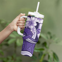 Utah State Polynesian Heritage Tumbler With Handle Floral Tribal Pattern Tropical Flowers