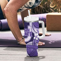 Utah State Polynesian Heritage Tumbler With Handle Floral Tribal Pattern Tropical Flowers