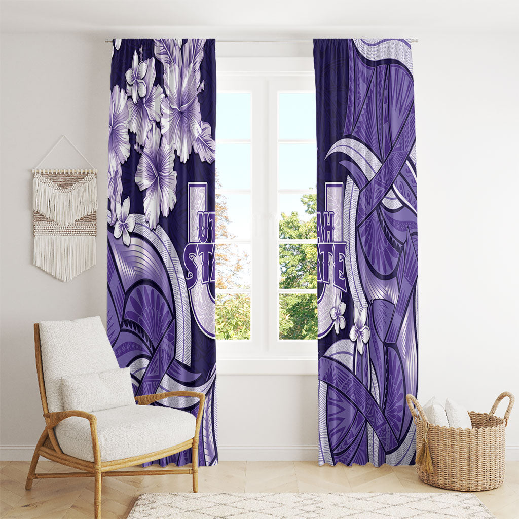Utah State Polynesian Heritage Window Curtain Floral Tribal Pattern Tropical Flowers