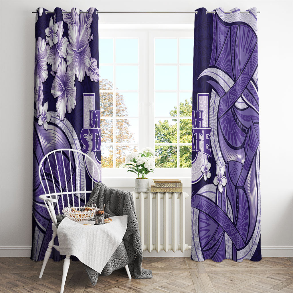 Utah State Polynesian Heritage Window Curtain Floral Tribal Pattern Tropical Flowers