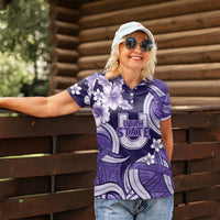 Utah State Polynesian Heritage Women Polo Shirt Floral Tribal Pattern Tropical Flowers