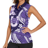 Utah State Polynesian Heritage Women Sleeveless Polo Shirt Floral Tribal Pattern Tropical Flowers
