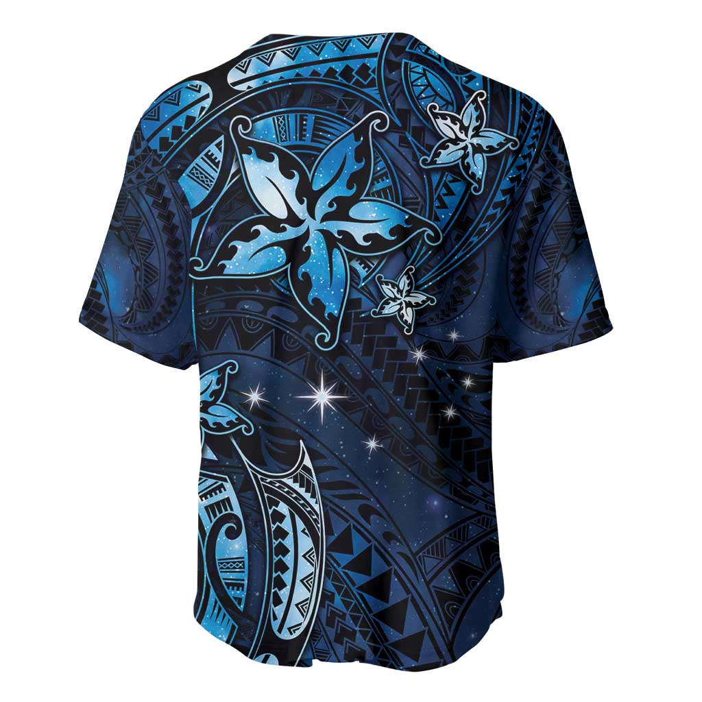 Hawaii Makahiki Season Baseball Jersey Floral Tribal Tattoo Blue Galaxy LT05 - Polynesian Pride