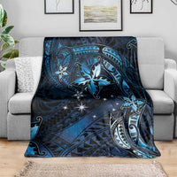 Hawaii Makahiki Season Blanket Floral Tribal Tattoo Blue Galaxy